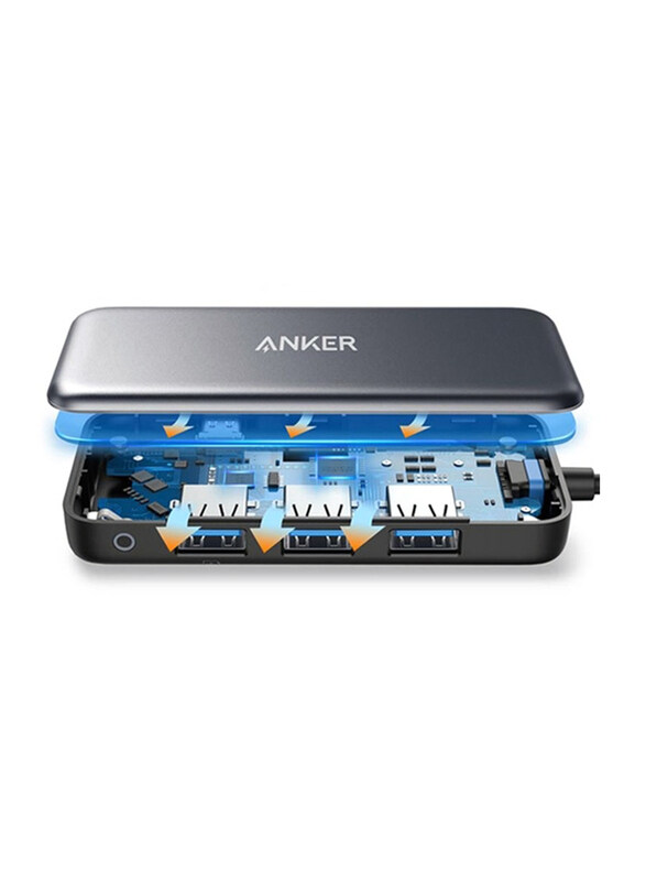 Anker Premium 60W 4-In-1 USB-C Powerhub with USB A for MacBook Pro, Grey