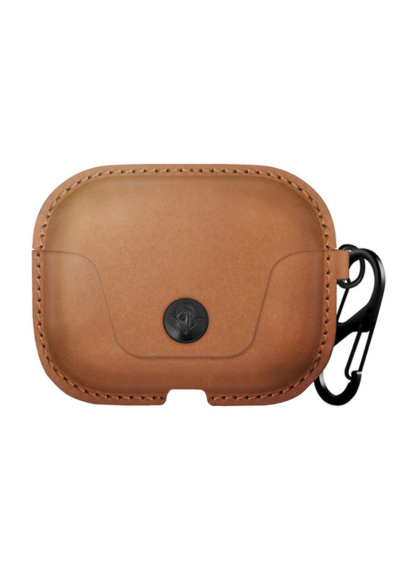 Twelve South AirSnap Pro Leather Road Case for AirPods Pro, Cognac