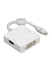 Hama 3-in-1 Adapter, Mini Display Port Male to HDMI/DVI/DisplayPort for Monitor/TV/Projector, White