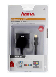 Hama HDMI Adapter, USB Type-C Male to HDMI for PC/Notebook/MacBook/Tablet PC, Black