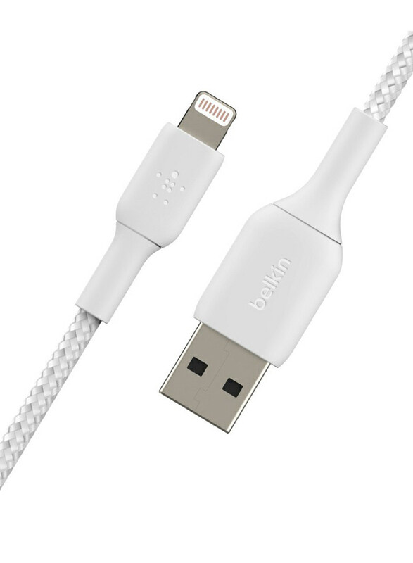 Belkin 3-Meter Boost Charge Braided Lightning Cable, USB Type A Male to Lightning for Apple Devices, White