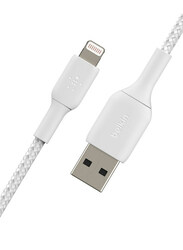 Belkin 3-Meter Boost Charge Braided Lightning Cable, USB Type A Male to Lightning for Apple Devices, White