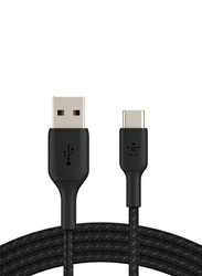 Belkin 2-Meter Boost Charge Braided USB Type-C Cable, USB Type A Male to USB Type-C for Smartphones, Black