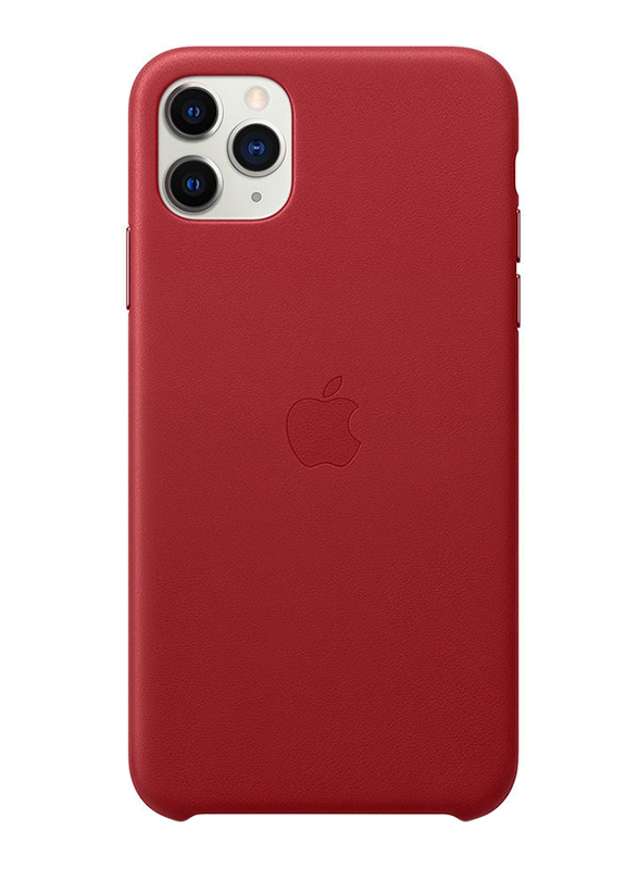 Apple Leather Back Case Cover for Apple iPhone 11 Pro Max Mobile Phone, Red