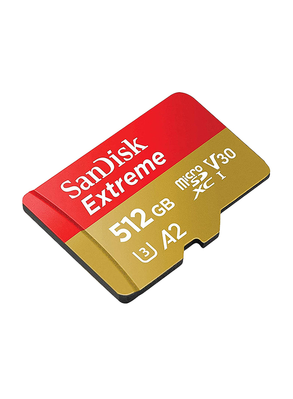 SanDisk 512GB Extreme Micro SDXC Memory Card, Red/Gold