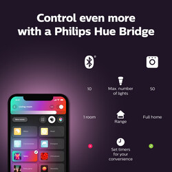 Philips Hue E27 A60 Ambiance Single Bulb, 9W, White and Colour