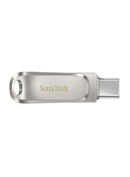 SanDisk 256GB Ultra Dual Drive Luxe USB Flash Drive, Silver