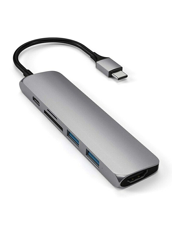 Satechi Slim Aluminum Type-C Multi Port Adapter for USB Type-C Devices, Space Grey