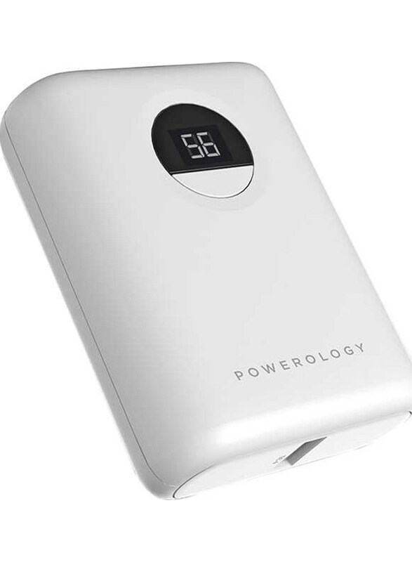 Powerology 10000mAh Quick Charging Power Bank with Power Delivery, 18W, PPBCHA04-WH, White