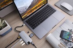 HyperDrive Slim 8-in-1 USB-C Hub for Mac/PC/Android/USB-C Devices, Silver