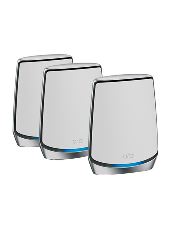 Netgear Orbi Tri-Band Wi-Fi 6 Mesh System, Router+ 2 Satellites, 6Gbps, 3-Pack, White