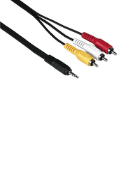 Hama 3-Meter Video Connection 3.5 mm Jack Cable, 3 RCA Plugs to 3.5 mm Jack for Audio Devices, Black