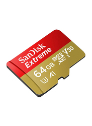 Sandisk 64GB Extreme Micro SDXC Memory Card, Red/Gold