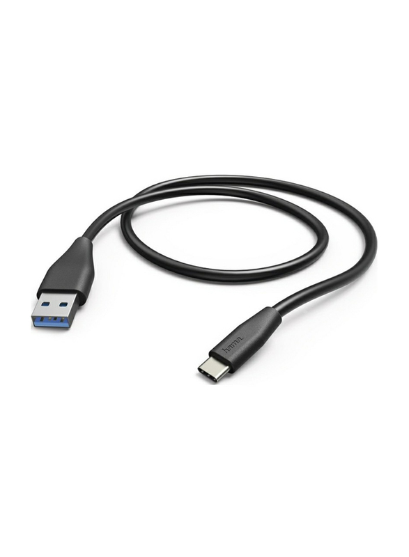 Hama 1.5-Meter Charging/Data USB 3.1 Plug Cable, USB Type A Male to USB Type-C for Smartphones, Black