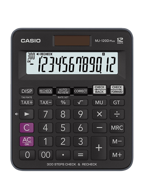 Casio 12-Digit Plus Desktop Calculator, MJ-120D, Black