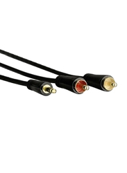 Hama 1.5-Meter Audio Cable, 3.5 mm jack plug 2 RCA Plugs, Stereo, Gold-Plated, HAM-122298, Black