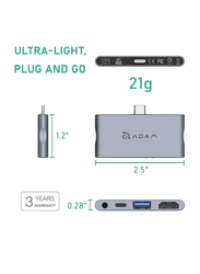 Adam Elements AAPADHUBI4GY USB-C 4-in-1 Hub for Apple iPad Pro, Grey