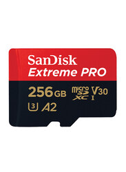 SanDisk 256GB Extreme Pro microSDXC Memory Card with SD Adapter, Red/Black