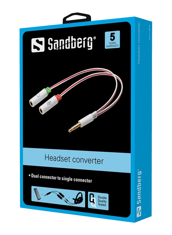 Sandberg Headset Converter, Mobile to PC, White