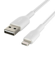 Belkin 3-Meter Boost Charge Braided Lightning Cable, USB Type A Male to Lightning for Apple Devices, White