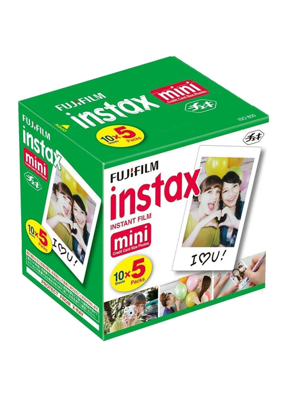 Fujifilm Instax Mini Film for Instax Square SQ10 Hybrid Instant Camera, Pack of 5, White