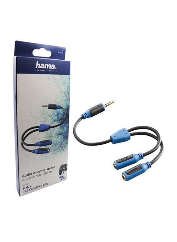 Hama HAM-54477 Super Soft Audio Adapter for PS4, Black/Blue