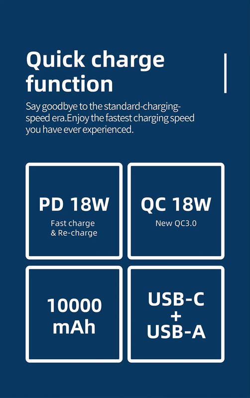 Mipow 10000mAh PowerCube PD Fast Charging Power Bank with Type-C USB Input, Grey