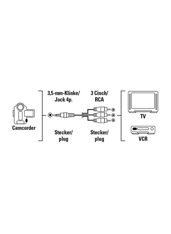 Hama 3-Meter Video Connection 3.5 mm Jack Cable, 3 RCA Plugs to 3.5 mm Jack for Audio Devices, Black