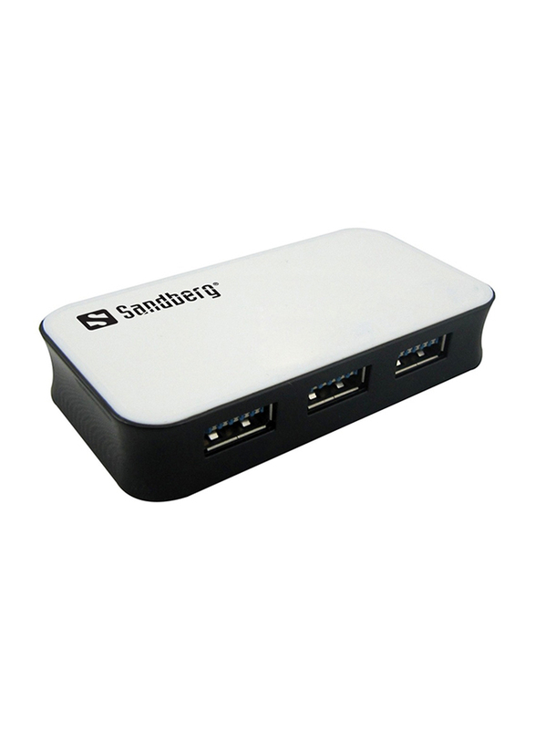 Sandberg 4 Ports 3.0 USB Hub, Grey/White