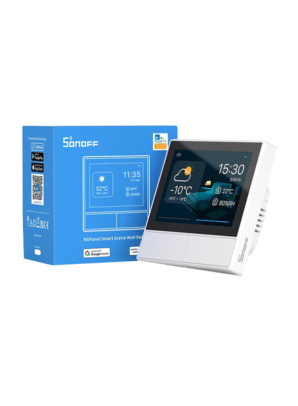 

Sonoff NSPanel-EU Wi-Fi Smart Scene 2 Gang Wall Switch, White