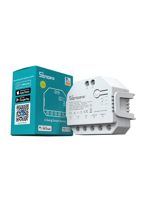 

Sonoff Dualr3 Lite Dual Relay Two Way Power Metering Smart Switch, White