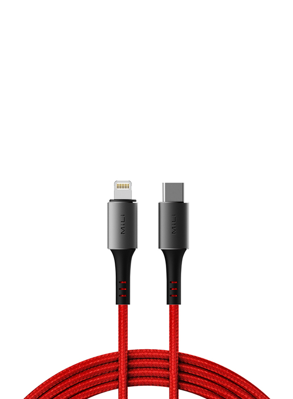 

Mili 1-Meter Braided Type-C Cable, Male Type-C to Male Lightning, Red