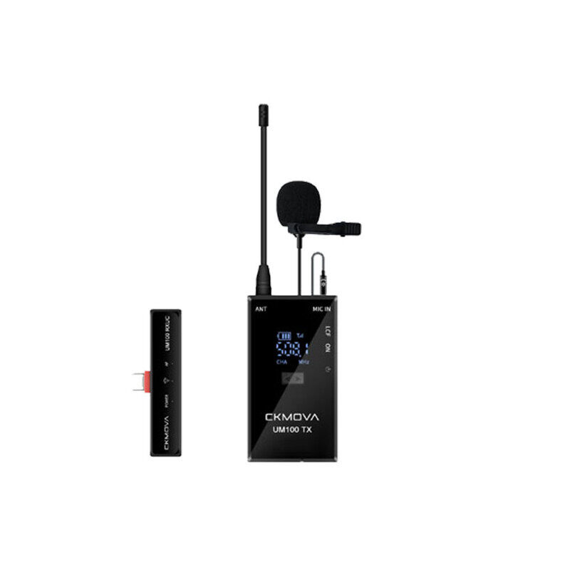 

CKMOVA Ultracompact UHF Dual Channel Wireless Microphone Receiver for DSLR and Smartphone 3mm,Type C,Lightning Connectors Black