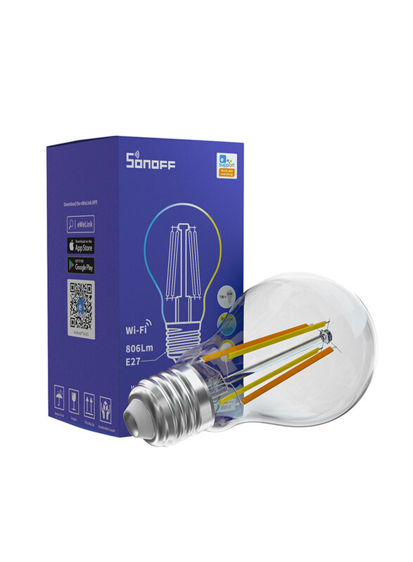 

Sonoff B02-F-A60 E27 7W Smart Wi-Fi LED Filament Bulb, Cyan