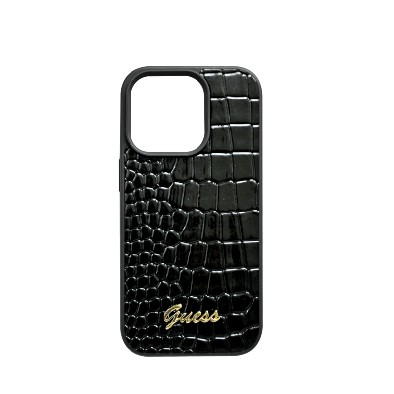 

N/a Guess PU Croco Hard Case With Script Logo For iPhone 16 Pro - Black