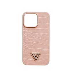 GUESS CROCO CASE WITH TRIANGLE LOGO IPHONE 15 PRO MAX PINK