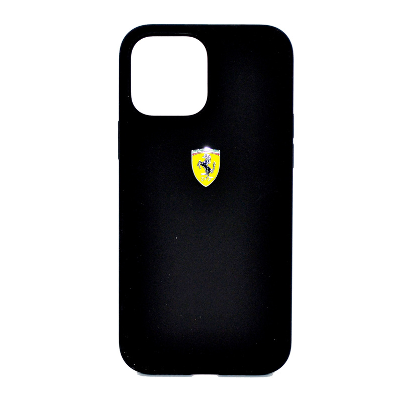 Ferrari Apple iPhone 13 Ferrari Liquid Silicone Case Metal Logo For, Black