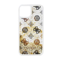 Guess Apple iPhone 13 Guess Liquid Glitter Case Electroplated Peony Logo For, Gold