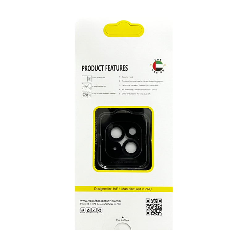 MAESTRO ANTI GLARE LENS PROTECTOR IPHONE 15/15 PLUS BLACK