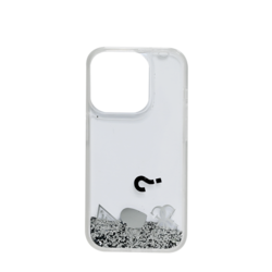 GUESS HC LIQUID GLITTER CASE WITH CHARMS PATTERN IPHONE 15 PRO SILVER