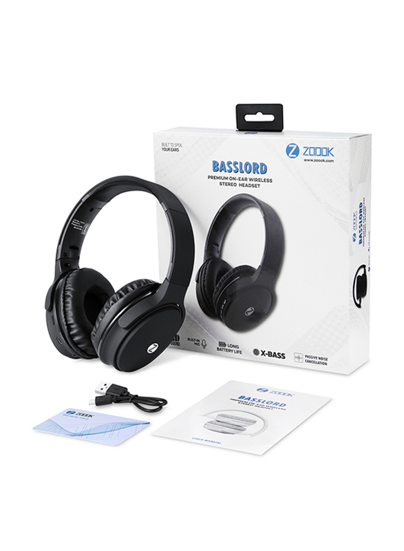 Zoook Basslord Wireless Over-Ear Headphone, Black