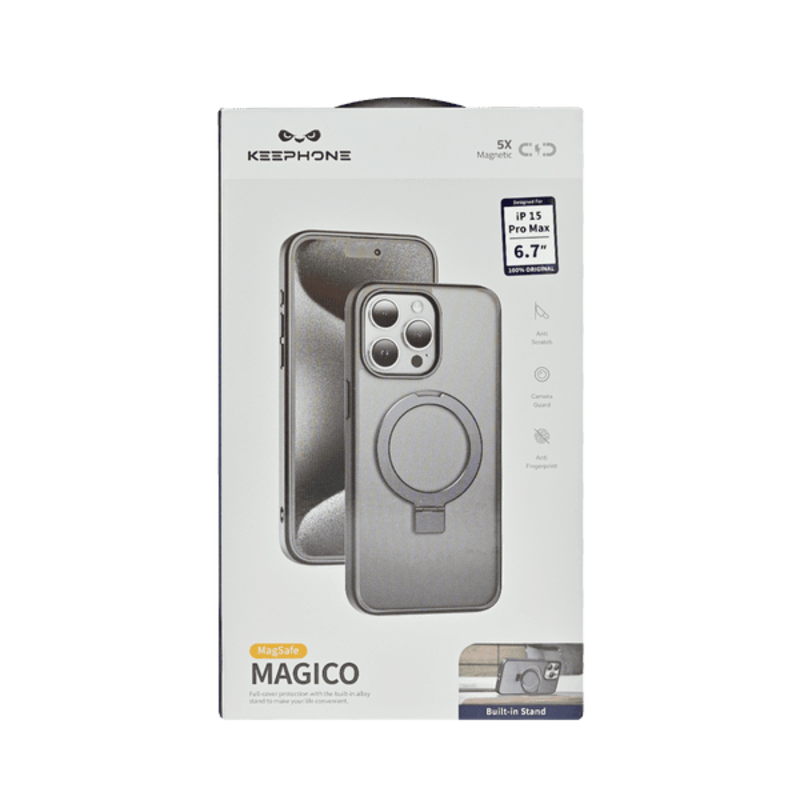 

N/a KEEPHONE MAGICO PROTECTIVE RING STAND CASE IPHONE 15 PRO MAX BLACK