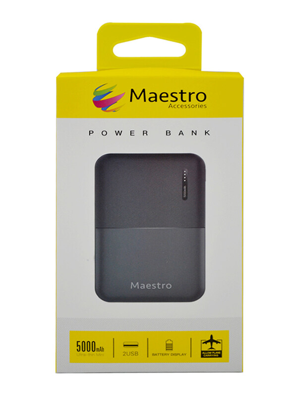 

Maestro 5000Mah 2 USB Port Power Bank, Black