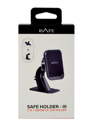 iSafe Safe Holder III 2-in-1 Airvent Magnetic Car Mobile Phone Holder, Black