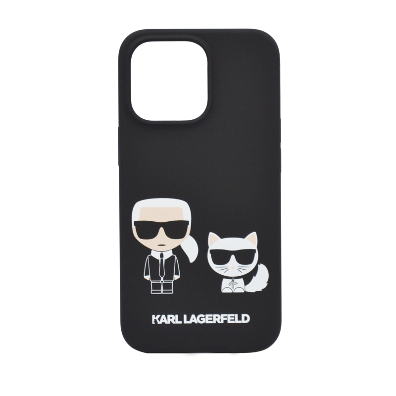 Karl Lagerfeld Liquid Silicone Case Karl And Choupette For iPhone 13 Pro Black