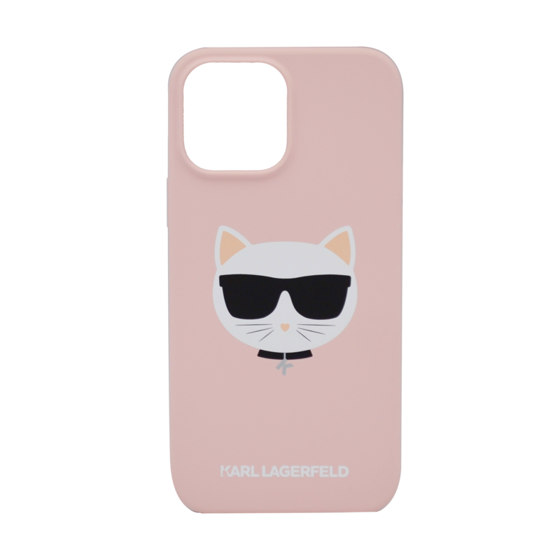 Karl Lagerfeld Liquid Silicone Case Choupette Head For iPhone 13 Pro Max Pink