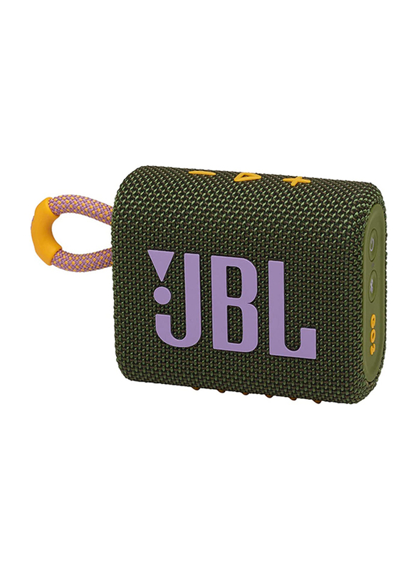JBL Go 3 Portable Water Resistant Wireless Bluetooth Speaker, Green