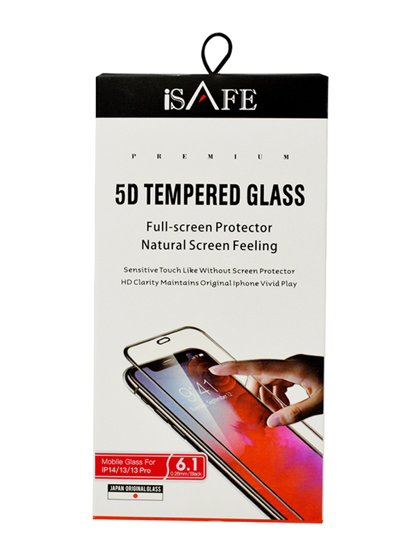 iSafe Apple iPhone 14 5D Tempered Glass Screen Guard, Clear