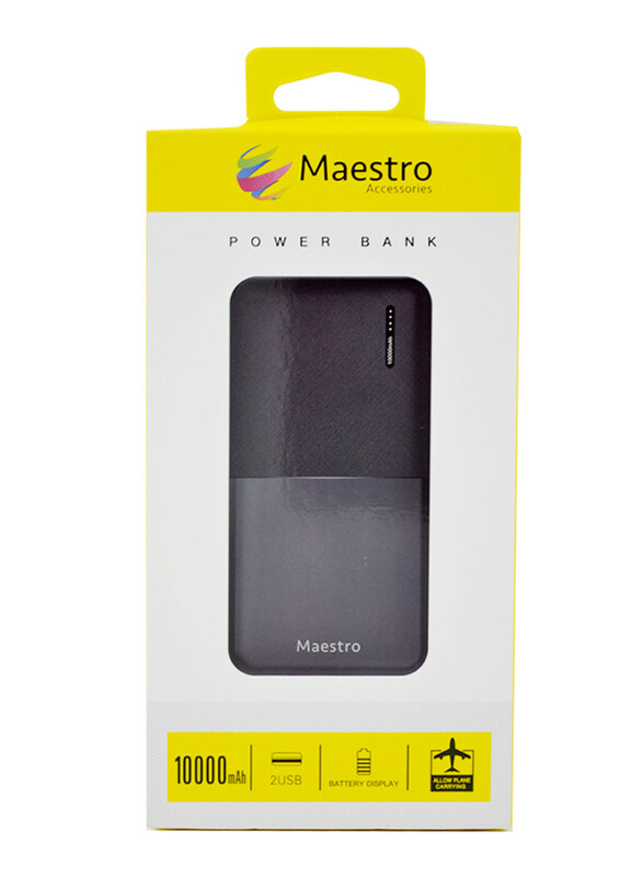 

Maestro 10000mAh 2 USB Port Power Bank, Black