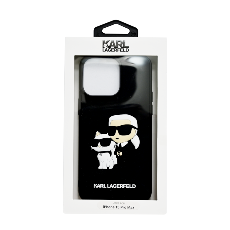 KARL LAGERFELD 3D RUBBER CASE WITH NFT KARL & CHOUPETTE IPHONE 15 PRO MAX BLACK